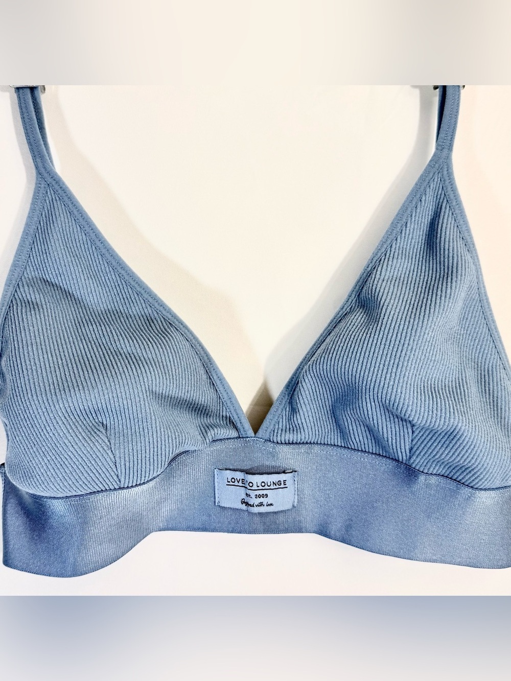 Love To Lounge Ribbed Wire Free Triangle Bralette With Adjustable Straps